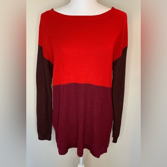 Vince Camuto Color Block Crew Neck Sweater Women Size Medium - Picture 1 of 5